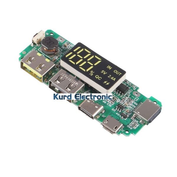 18650 5V 2.4A Lithium Battery Digital Display Charging Module Dual USB Output Band Display