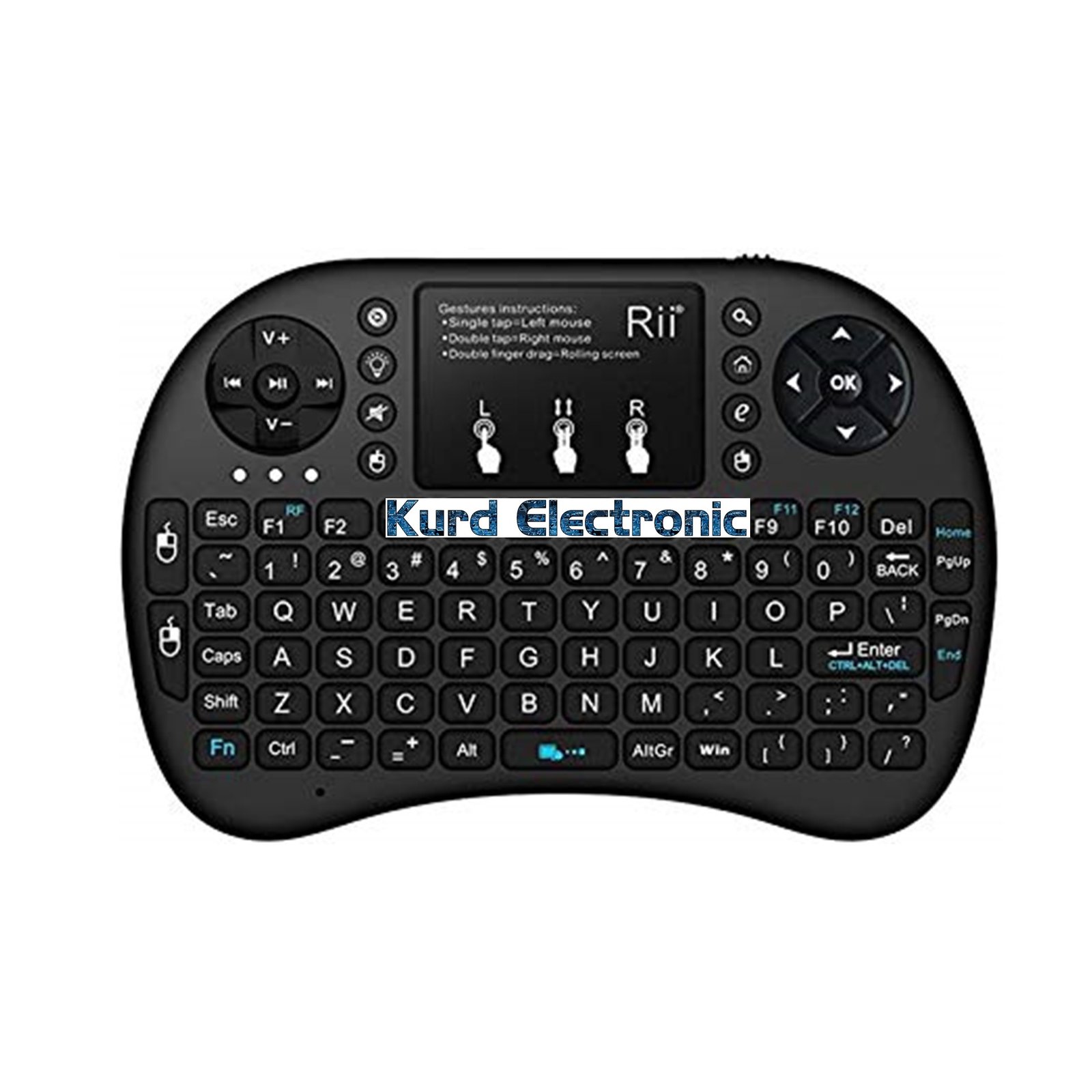 1607148801slide325.jpg Black Rii mini i8 2.4G Wireless Keyboard Remote Control Touchpad with Rechargable Lithium Battery - Image 1