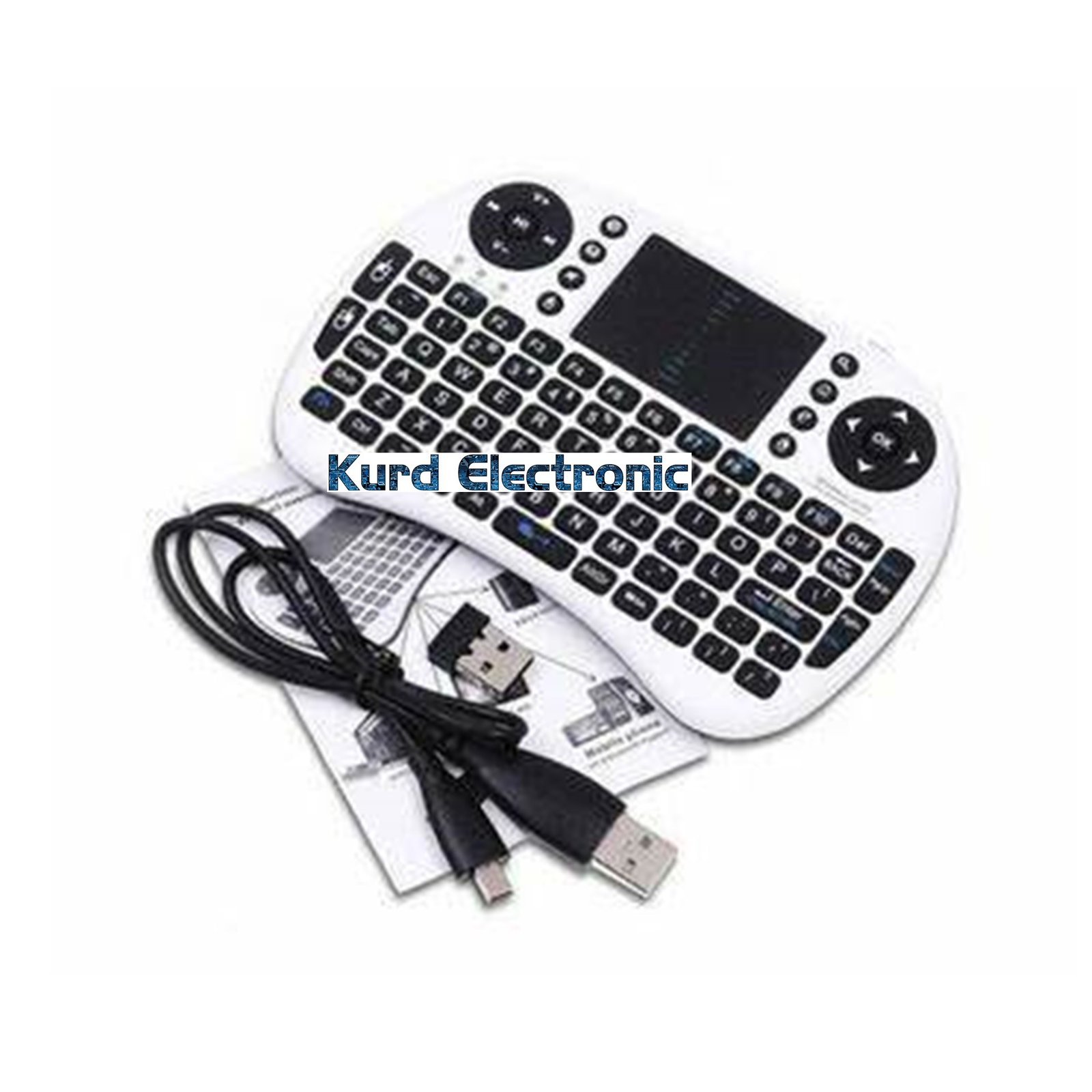 1625236520slide618.jpg White Rii mini i8 2.4G Wireless Keyboard Remote Control Touchpad with Rechargable Lithium Battery - Image 1