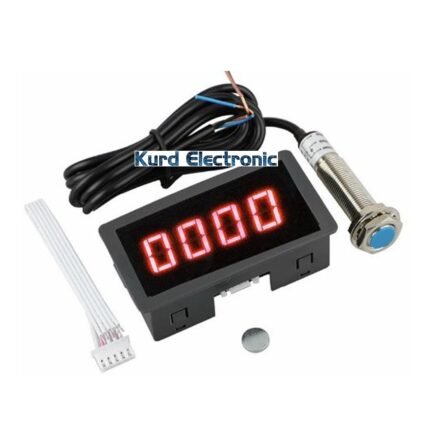 4 LED Digital Frequency Tachometer Motor Speed Meter RPMMeasurement Tester 10-9999R/M DC 8-24V with Hall Sensor