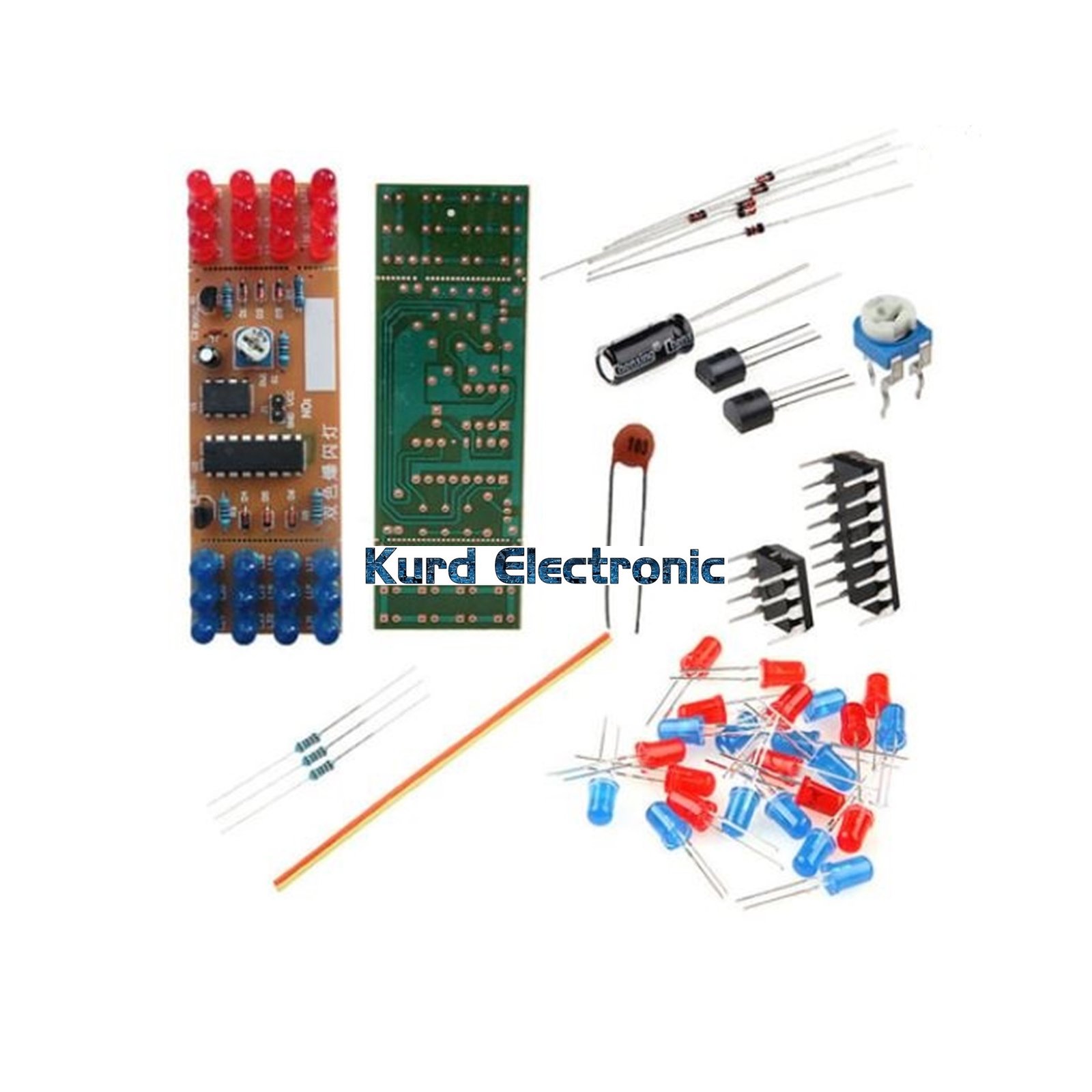 1696582394slide168.jpg NE555 + CD4017 Red Blue Double Color Flashing Lights Board DIY Kit - Image 1